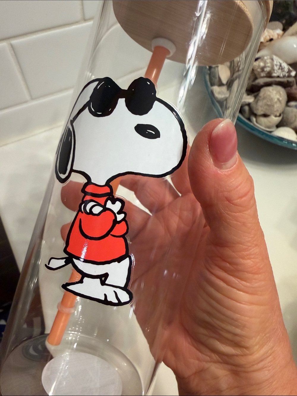 Peanuts Snoopy Bamboo Tumbler in Clear with Orange straw - Picture 3 of 3